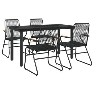 Berkfield Home Beautiful 5 Piece Garden Dining Set Black PVC Rattan