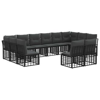vidaXL Conjunto De Sof&aacute;s De Exterior Negro Y Gris Oscuro Poli&eacute;ster Vidaxl