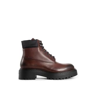 Prada Brown Calfskin Lace-Up Mens Boots