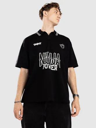 Redefined Rebel CCTurtles Knit Boxy Fit Polo Shirt schwarz