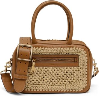Aim&eacute;e Medium Ritual Leather Satchel in Raffia Latte at Nordstrom