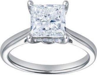 LuvMyJewelry Genoveva 14K White Gold Princess Cut Lab Grown Diamond Hidden Halo Engagement Ring - 2.2 Ct at Nordstrom, Size 6
