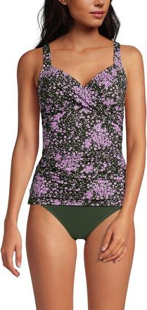 Lands End Wrap Underwire Tankini Top Swimsuit in Orchid Meadow Ditsy Floral at Nordstrom, Size 12