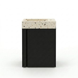 Saniclass Chaci Toiletmeubelset - 40x65cm - 1 deur - 1 kraangat - rechts - fontein terrazzo - mat zwart