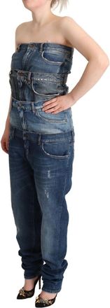 Dolce & Gabbana Womens Dark Blue Cotton Strapless Denim Jumpsuit Dress