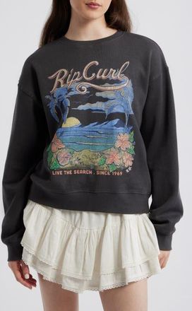 Rip Curl Saloon Relaxed Graphic Sweatshirt in Washed Black at Nordstrom, Size Xx-Large