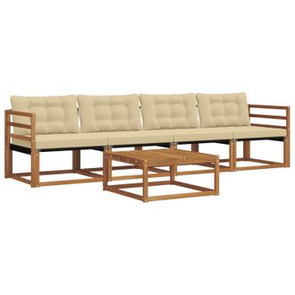 vidaXL Conjunto De Sof&aacute;s De Exterior Con Coj&iacute;n 5 Pcs Natural Y Beige Vidaxl