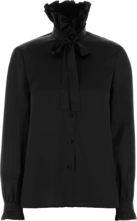 Gucci Black Ruffled Silk Shirt