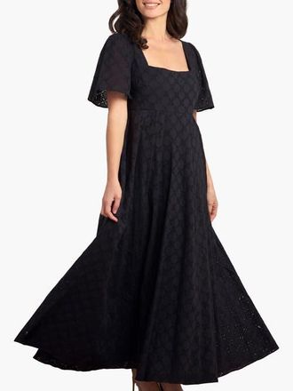 Needle & Thread Marisol Cotton Broderie Ankle Gown in Jet Black at Nordstrom, Size 12