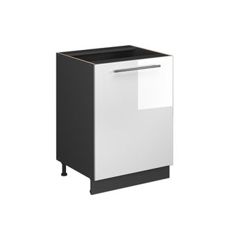 Vicco Mueble Bajo De Cocina Fame-line, Blanco Alto Brillo/antracita, 60 Cm 1 Puerta Sin Encimera, Vicco