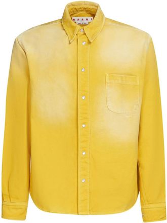 Marni overdyed denim shirt - men - Cotton - 44 - Yellow