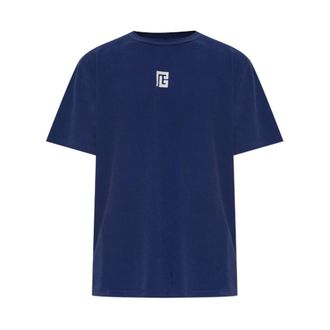 Balmain T-shirt con ricamo logo - - Tops - Uomo - Blu - XS