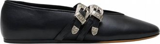 Le Monde Beryl Womens Claudia Western Buckle Ballet Slipper In Black