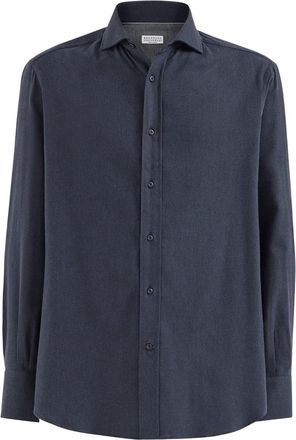 Brunello Cucinelli Flannel Chevron Shirt In Stretch Cotton