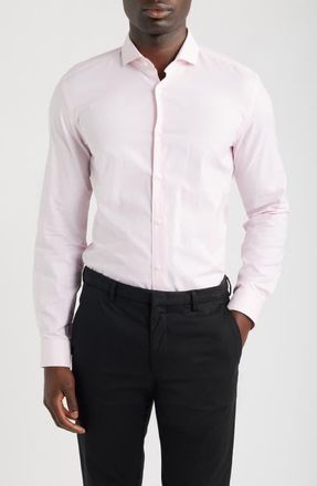 BOSS Hank Slim Fit Solid Cotton Dress Shirt in Light Past/pink at Nordstrom, Size 17.5