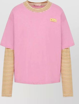 Marni crewneck layered striped relaxed fit t shirt