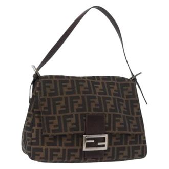 Fendi Pre-owned Shoulder Bags, female, Brown, Size: ONE SIZE Pre-owned Zucca Canvas Shoulder Bag