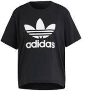 adidas (WMNS) adidas Adicolor Trefoil Boxy T-Shirt Asia Sizing Black White IU2422
