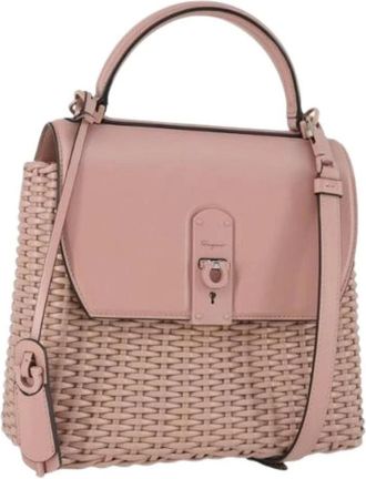 Ferragamo Pre-owned Handbags, female, Pink, Size: ONE SIZE Pre-owned Leather Handbag