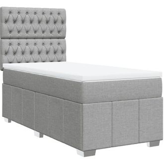 vidaXL Vidaxl - Cama Box Spring Con Colch&oacute;n Tela Gris Claro 100x200 Cm
