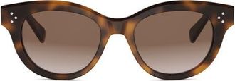 Celine 3 Dots 51mm Round Sunglasses in Blonde Havana /Gradient Brown at Nordstrom