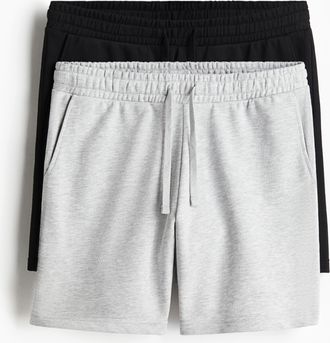 H&M 2er-Pack Sweatshorts in Regular Fit - Schwarz