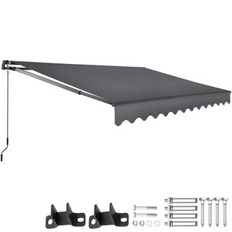 TecTake Retractable Awning Ornella in Dark Grey | Size: 300 cm x 250 cm