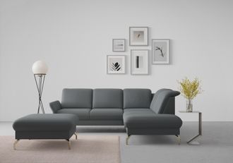 Sit&more Ecksofa »Fashion L-Form« wahlweise mit Kopfteilverstellung, Vorziehsitz, motorisch, Nickelfüsse