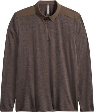 Veilance Frame Long Sleeve Polo in Sable Heather at Nordstrom, Size X-Large