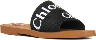 Chlo&eacute; Womens Flat Linen Sandals Black