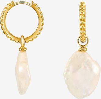 Dower & Hall Timeless Keshi Pearl Hoops in Yellow Gold Vermeil at Nordstrom