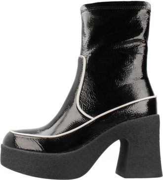 Noa Harmon Plateau Enkellaarzen - Dames - Laarzen met Hak - Zwart - 39 EU - Schoenen
