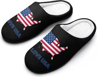 Generic I Love U.S.A Womens Cotton Slipper Comfortable Cozy Plush Slippers Anti-Skid Indoor House Closed Toe Shoes