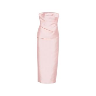 Solace London Gowns, female, Pink, Size: S Lucille Draped Strapless Maxi Dress