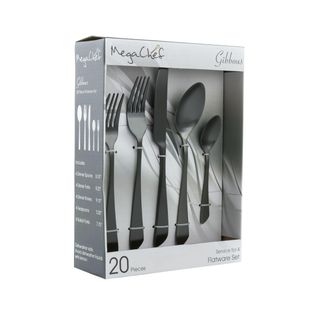 MegaChef Gibbous 20 Piece Flatware Utensil Set, Stainless Steel Silverware Metal Service for 4