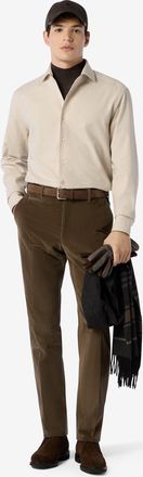 Corneliani Brown 1500-striped stretch cotton corduroy trousers