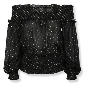 Self Portrait Blouses, female, Black, Size: XS Chiffon Top