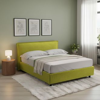 Dmora Cama Estilo Franc&eacute;s Brosso, Desenfundable, Con Almacenamiento, Hecho En Italia, Colch&oacute;n 120x200 Cm, Verde