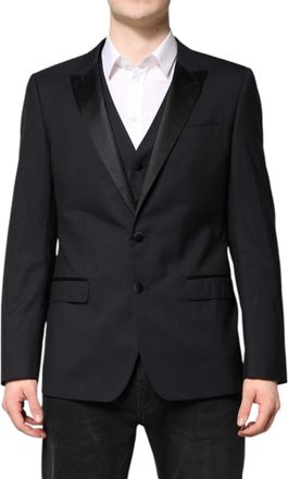 Dolce & Gabbana Mens Dark Blue Martini Wool Suit 2 Piece Jacket Virgin Silk Polyester