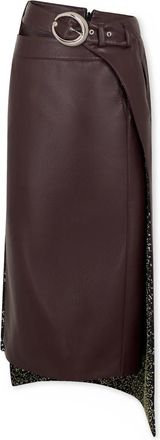 Paco Rabanne Pruim Paillet Geborduurde Dubbellaagse Rok - Dames - Midirokken - Paars - 2XS - Leer - Rokken