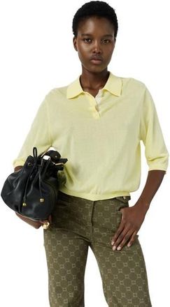 Gerard Darel Laika Short Sleeve Knit Polo Top in Yellow at Nordstrom, Size X-Large