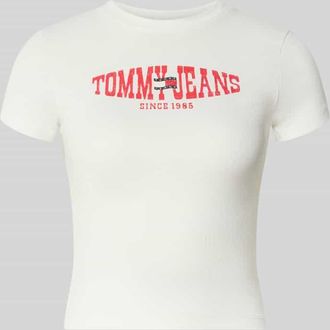 Tommy Jeans Slim Fit T-Shirt aus Baumwoll-Mix in Weiss, Gr&ouml;&szlig;e XL