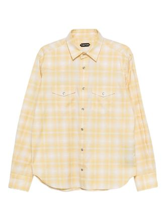 Tom Ford chest-pocket checked shirt - men - Cotton - 42 - Yellow
