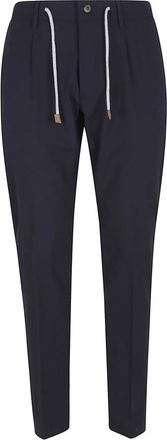 Eleventy Blauwe Jogger-Stijl Broek - Heren - Slim Fit Broeken - Blauw - W33 - Wol - Broeken