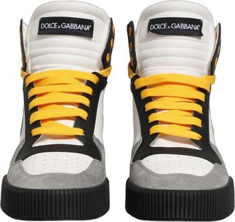 Dolce & Gabbana Mens Multicolor Leather High Top Sneakers Shoes Calf