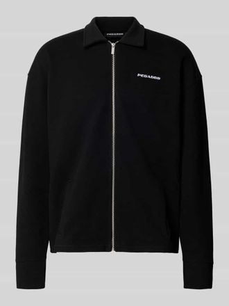 Pegador Oversized Sweatjacke mit Strukturmuster Modell Tate in Black, Gr&ouml;&szlig;e XXL
