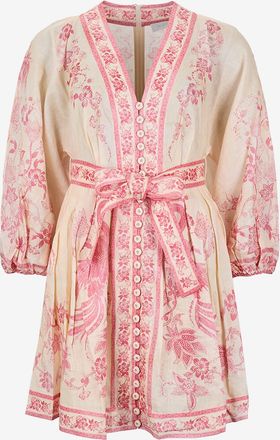Zimmermann Gebl&uuml;mtes Minikleid aus Leinen Lucky Plunge