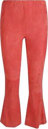 Via Masini 80 Leather Trousers, female, Red, Size: S Leather Trousers