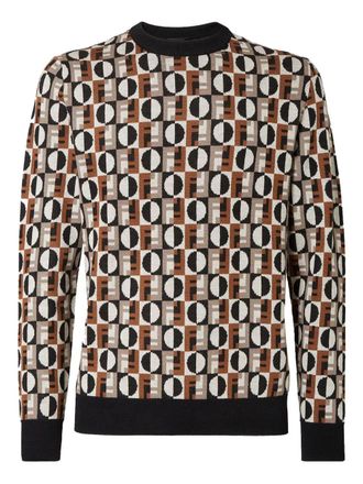 Fendi Pullover In Lana Jacquard Multicolor-Uomo