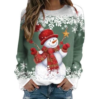 Generic Christmas Jumpers for Women,Ladies Christmas Jumpers UK,Women Xmas Jumper Funny Snowman Print Graphic Sweatshirts Cute Long Sleeve Novelty Hoodies Xma